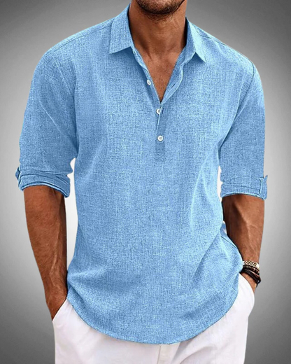 Camisa hombre de algodón transpirable manga larga ligera
