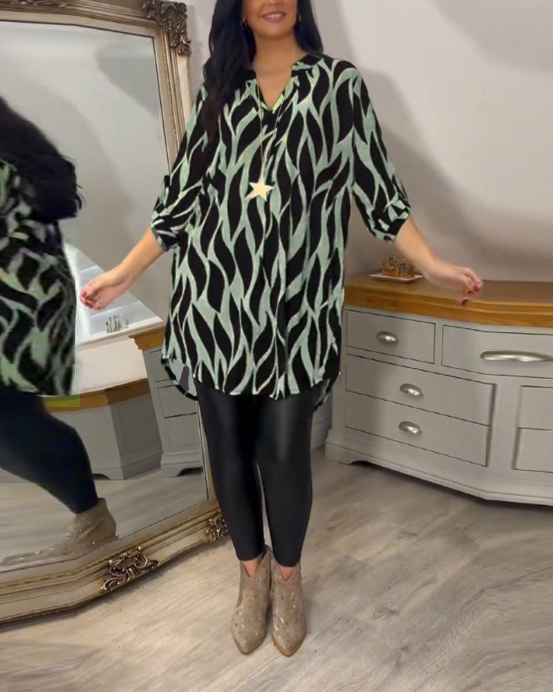 Blusa Mujer Túnica Estampado Gráfico Ajuste Suelto