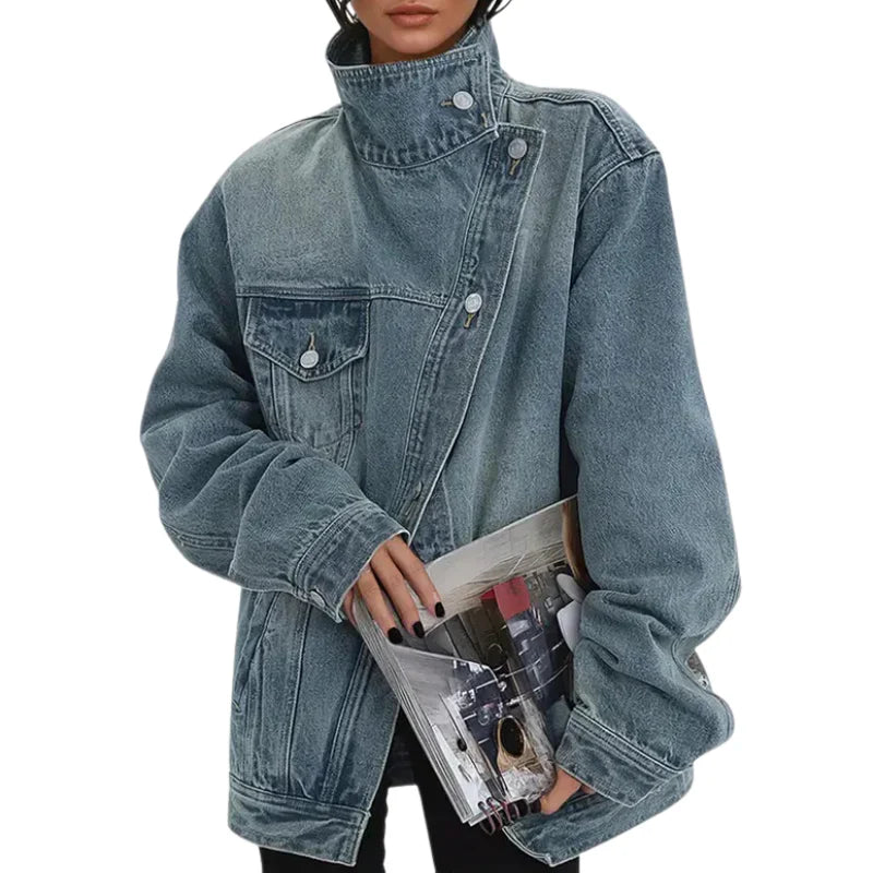 Chaqueta Mujer Asimétrica Urbana Botones
