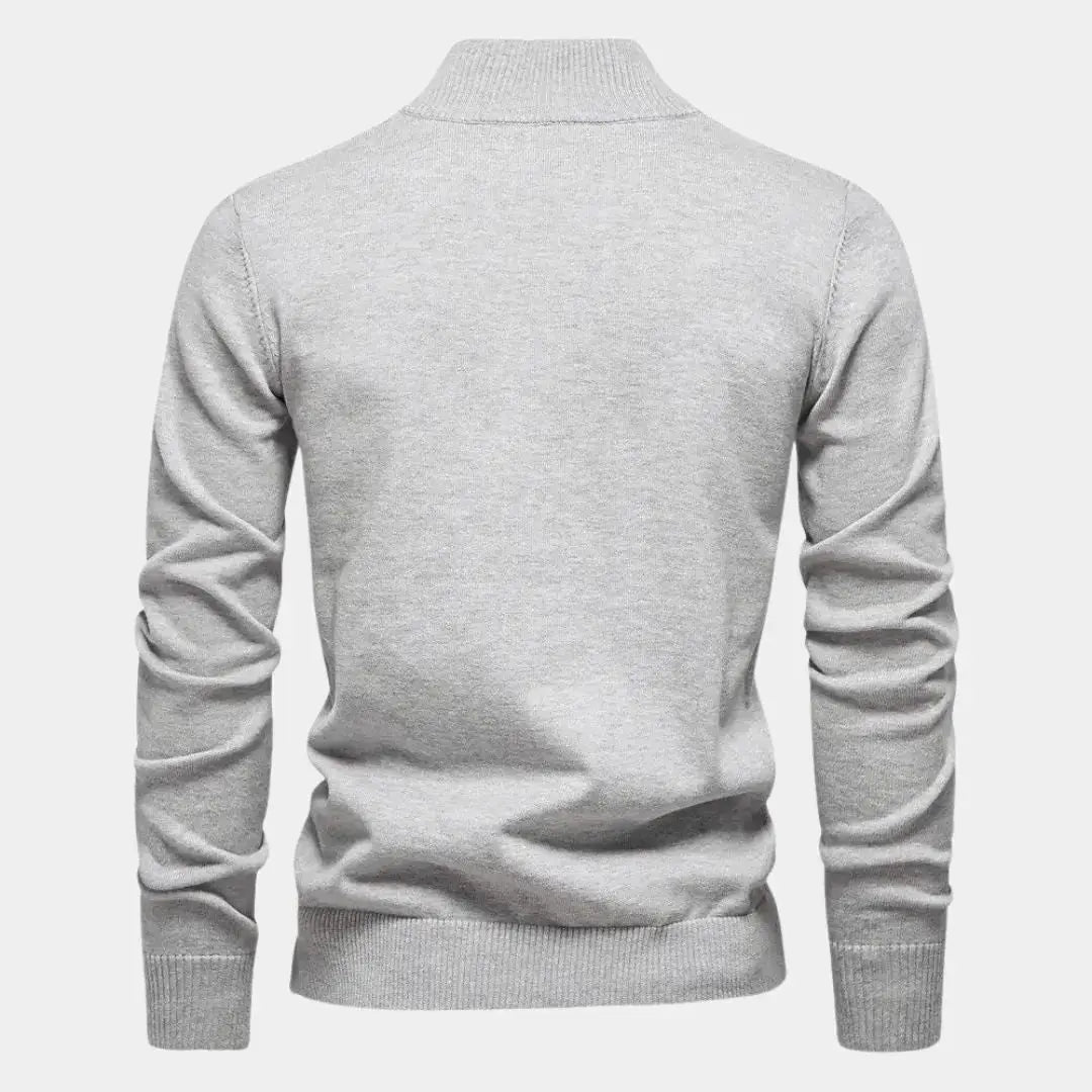 Jersey Hombre de Punto Suave Media Cremallera Cuello Alto
