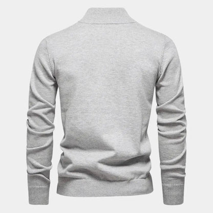 Jersey Hombre de Punto Suave Media Cremallera Cuello Alto