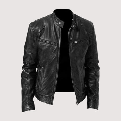 Chaqueta Hombre de Cuero Estilo Biker Clásica Ajuste Moderno