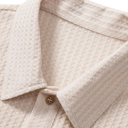 Polo Hombre de Punto Textura Rejilla Manga Corta Cuello Solapa