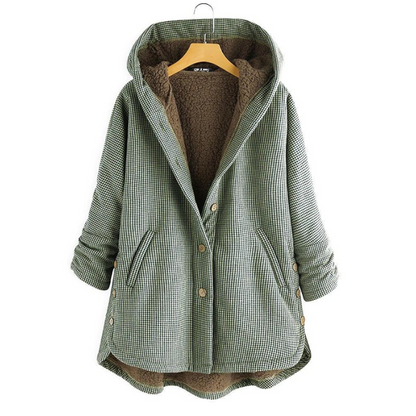 Chaqueta Mujer con Capucha Forro de Fleece Cuadros