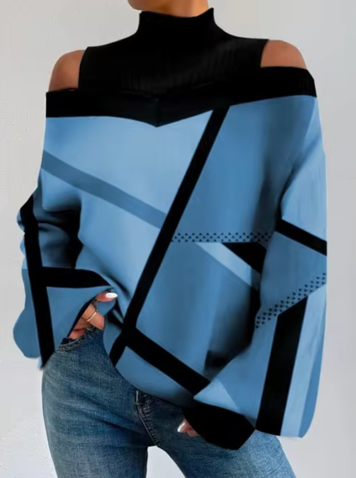 Blusa Mujer Off-Shoulder Cuello Alto Ajuste Suelto - Mavetta