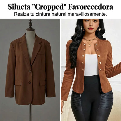 Chaqueta mujer de imitación de ante ajustada