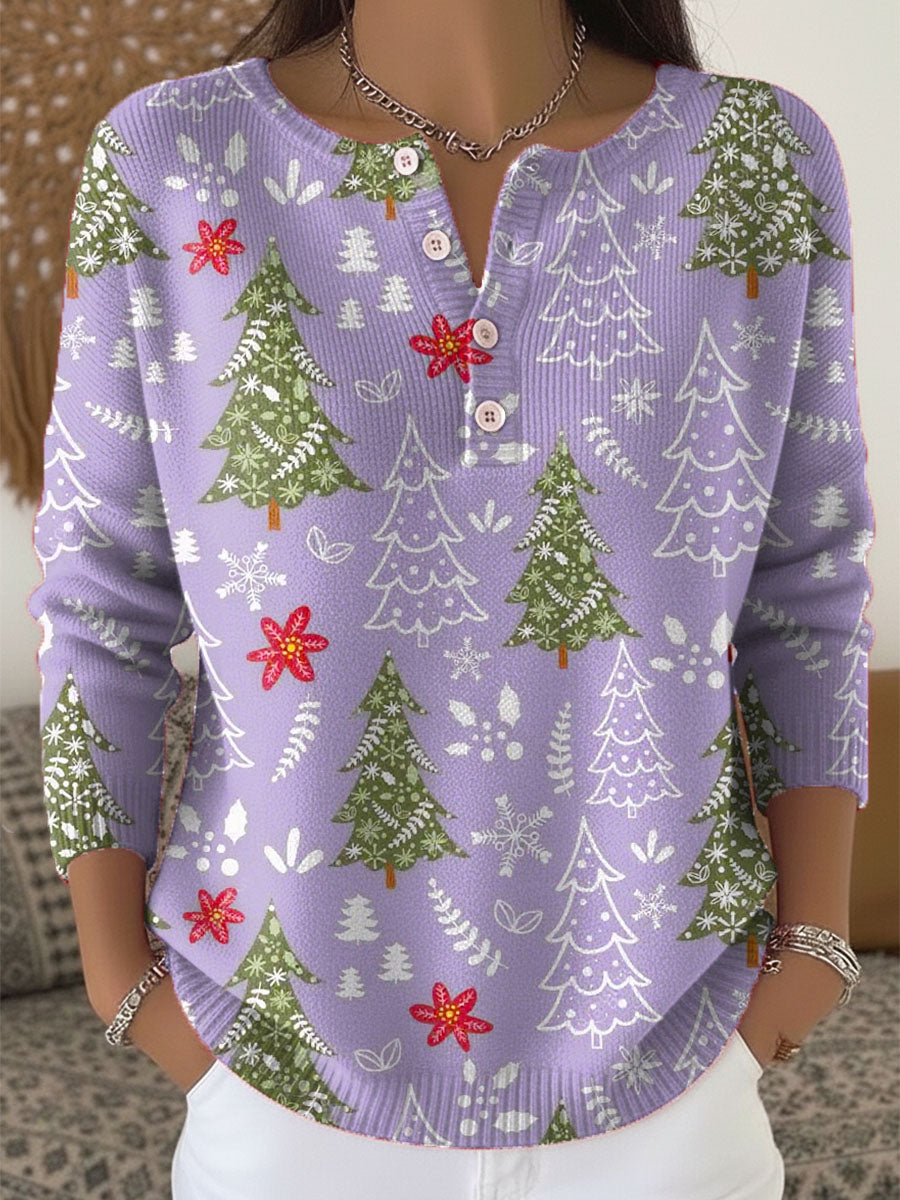 Jersey Mujer con Botones Estampado Festivo Invierno