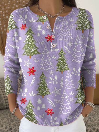 Jersey Mujer con Botones Estampado Festivo Invierno