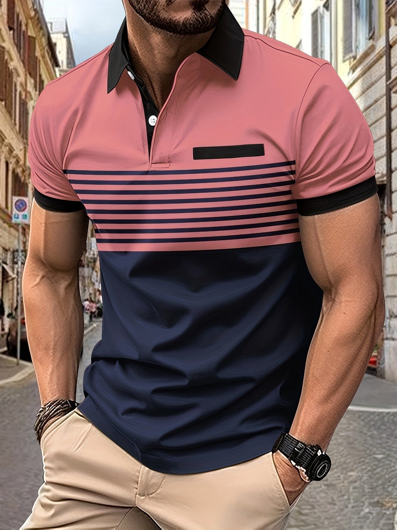 Polo hombre de Algodón manga corta cuello botones corte regular