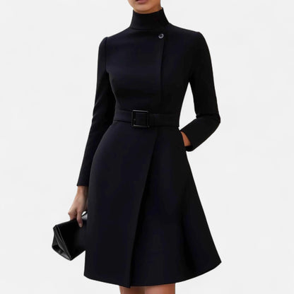 Vestido Mujer Cuello Alto Asimétrico Invierno