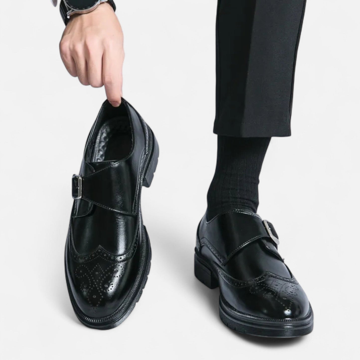 Zapatos Oxford Hombre Piel Monk Strap Brogue