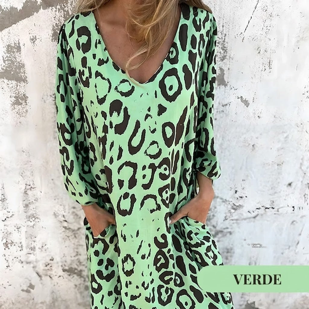 Vestido Safari Mujer Estampado Animal Corte Chic