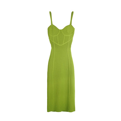 Vestido Midi Mujer Ajustado Casual Tirantes Puño Primavera Verano