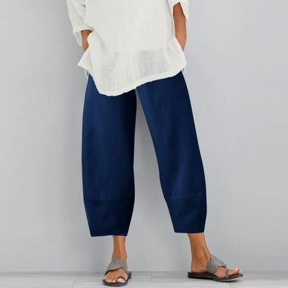 Pantalones Mujer Pata Ancha Algodón Holgados Corte Tobillero - Mavetta