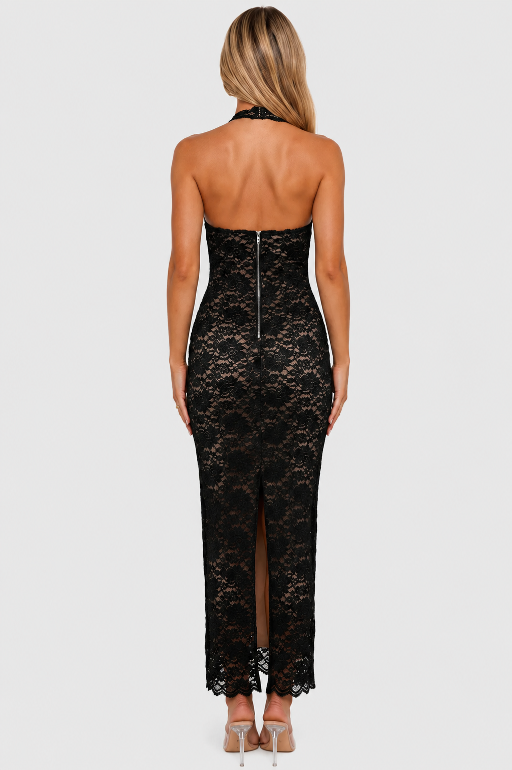 Vestido largo Mujer de Encaje Ajuste Elegante