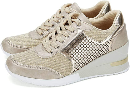 Zapatillas Mujer con Cuña y Diseño Deportivo Elegante