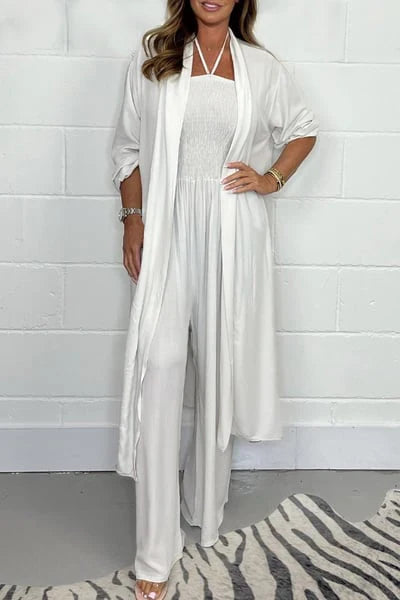 Conjunto Mujer con Espalda Descubierta y Pantalón Pierna Ancha