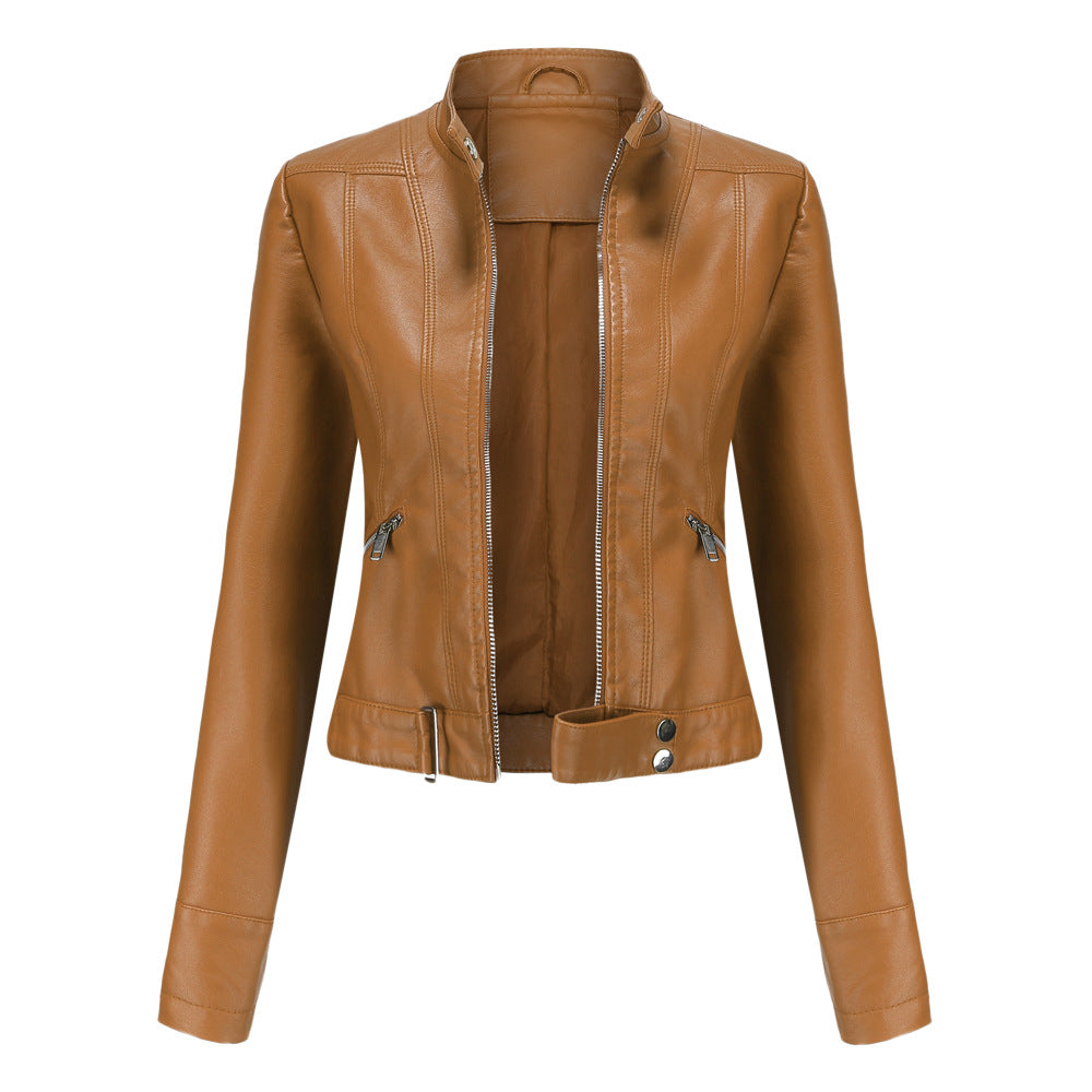 Chaqueta Mujer de Cuero Clásica Ajuste Regular
