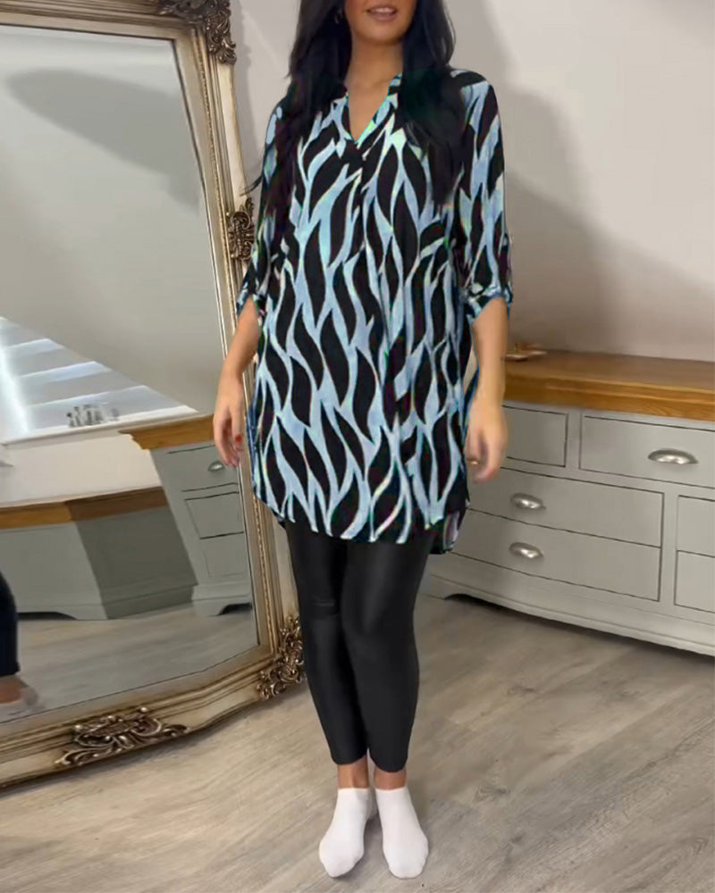 Blusa Mujer Túnica Estampado Gráfico Ajuste Suelto