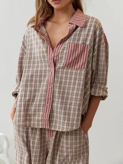 Pijama Mujer de Algodón Suave y Elástico Dos Piezas