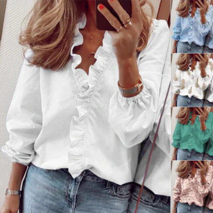 Blusa Mujer Corte Holgado Volantes Mangas Farol