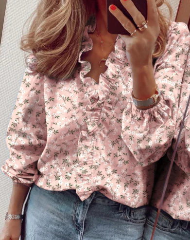 Blusa Mujer Corte Holgado Volantes Mangas Farol