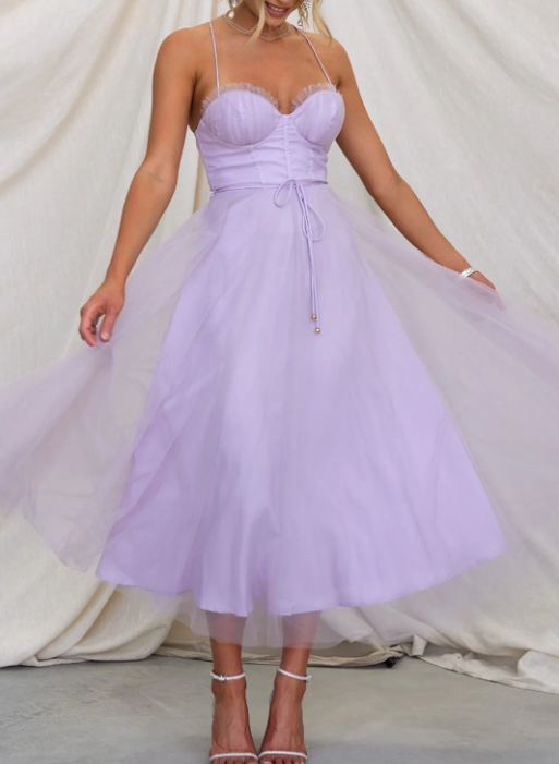 Vestido midi mujer tirantes finos diseño ajustado falda fluida