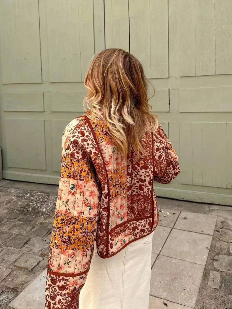 Chaqueta Mujer de Cuadros Material Suave Ajuste Clásico