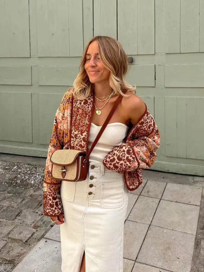 Chaqueta Mujer de Material Suave Estilo Vintage Ajuste Clásico
