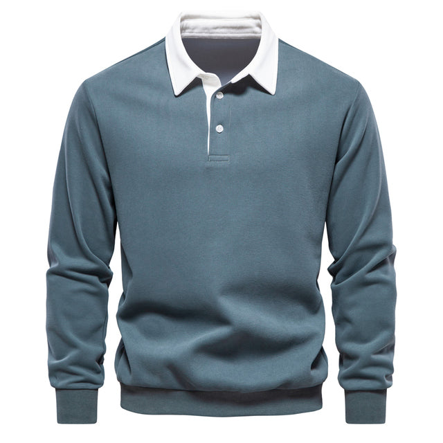 Polo hombre manga larga cuello mao ajustado