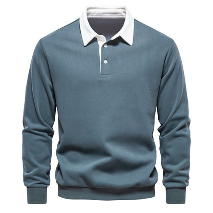 Polo hombre manga larga cuello mao ajustado