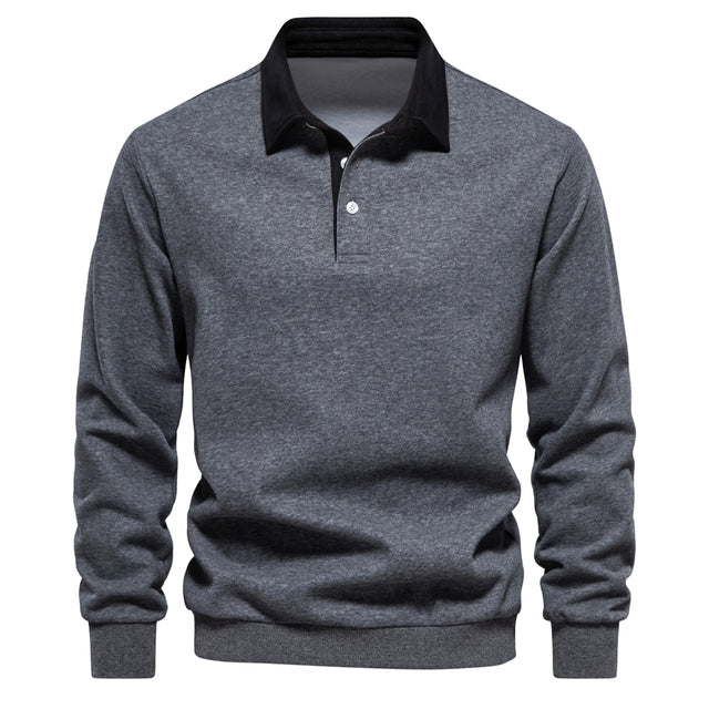 Polo hombre manga larga cuello mao ajustado