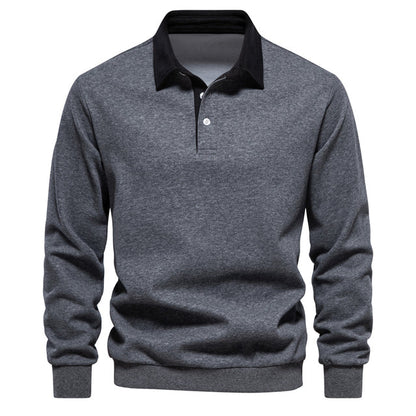 Polo hombre manga larga cuello mao ajustado