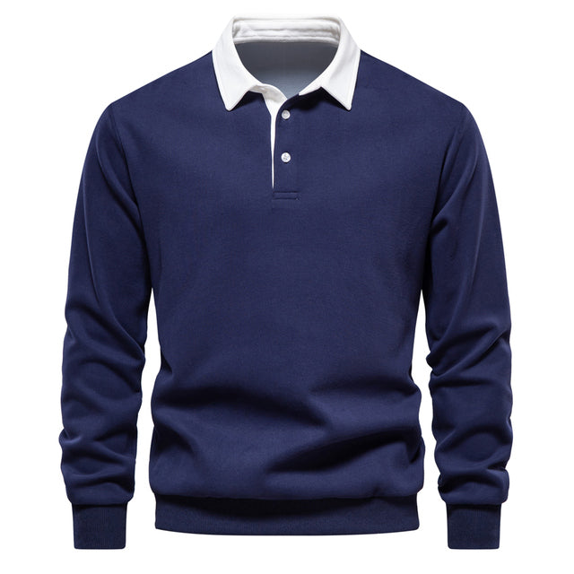Polo hombre manga larga cuello mao ajustado