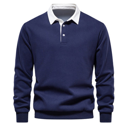 Polo hombre manga larga cuello mao ajustado