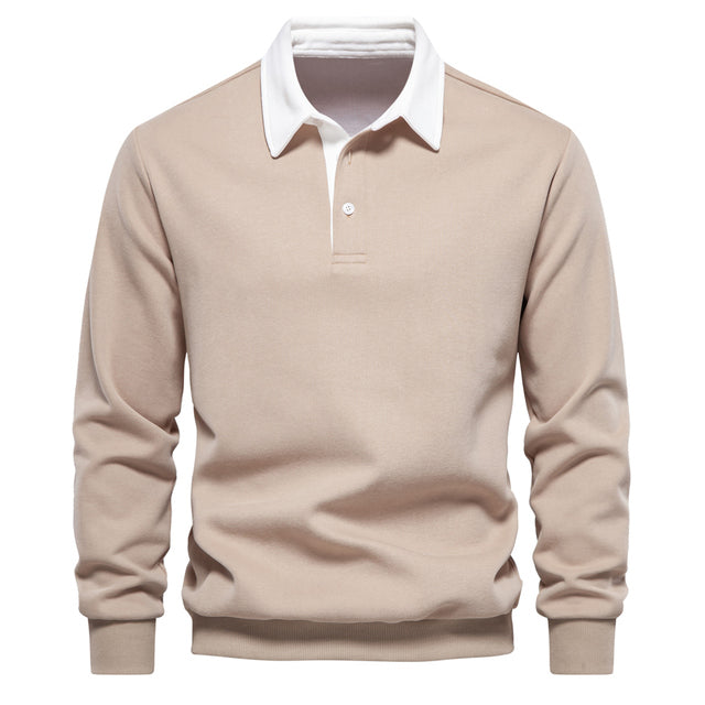Polo hombre manga larga cuello mao ajustado