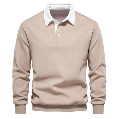 Polo hombre manga larga cuello mao ajustado