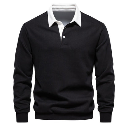 Polo hombre manga larga cuello mao ajustado