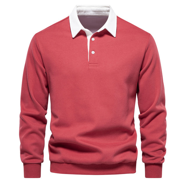 Polo hombre manga larga cuello mao ajustado