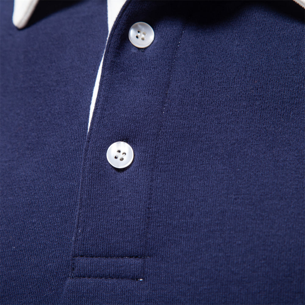 Polo hombre manga larga cuello mao ajustado