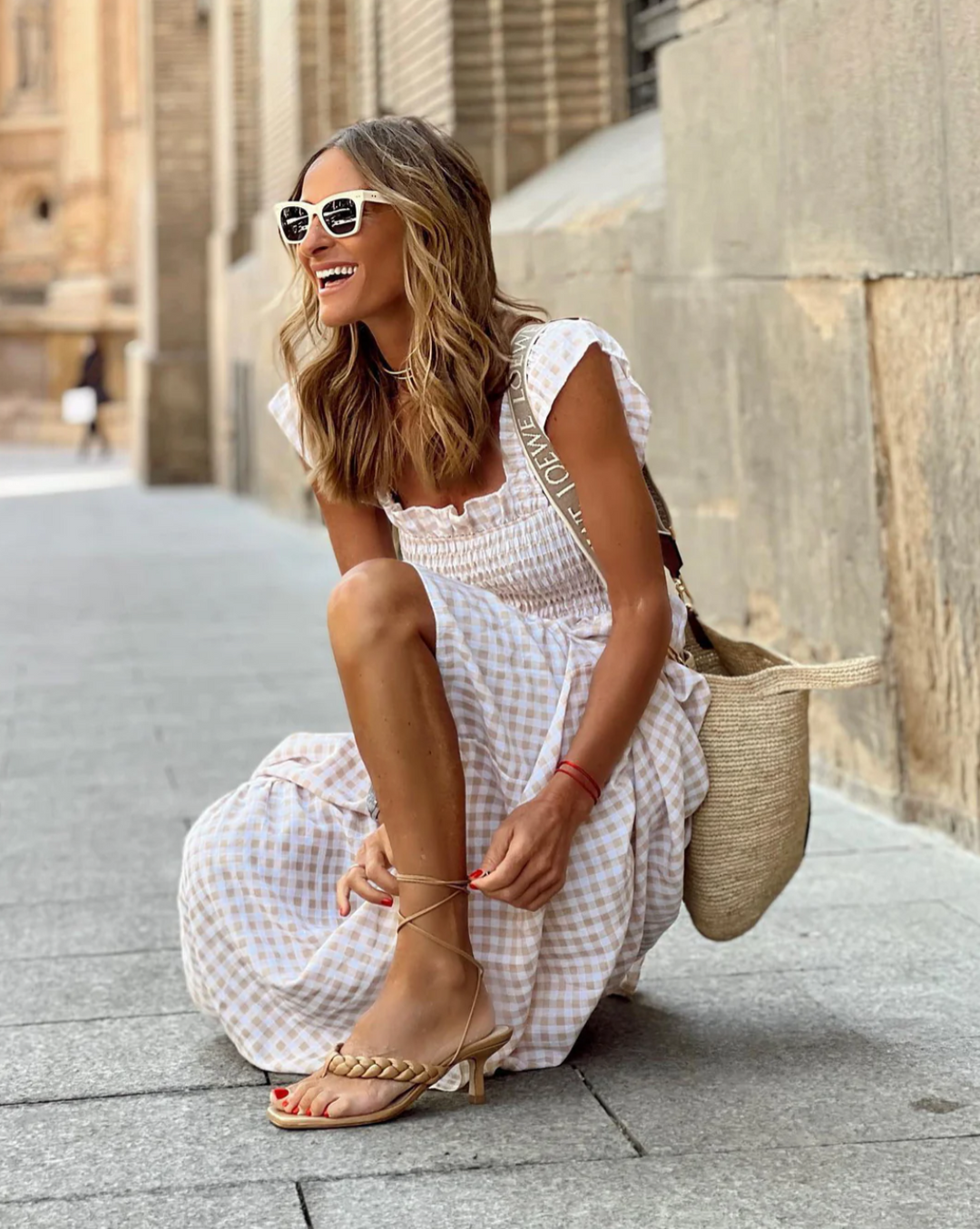 Vestido maxi mujer fruncido estilo casual