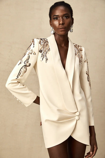 Vestido Blazer Mujer con Lentejuelas Adornado