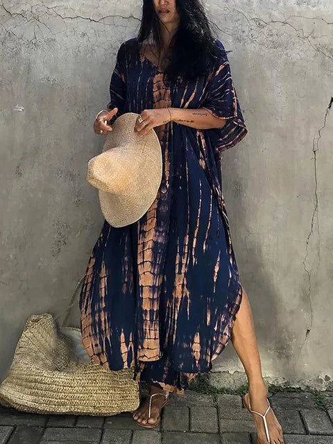 Vestido Caftán Mujer Largo Verano Suelto