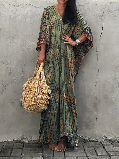 Vestido Caftán Mujer Largo Verano Suelto