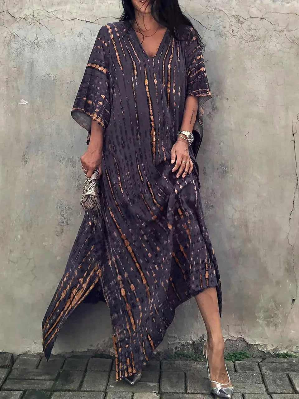 Vestido Caftán Mujer Largo Verano Suelto