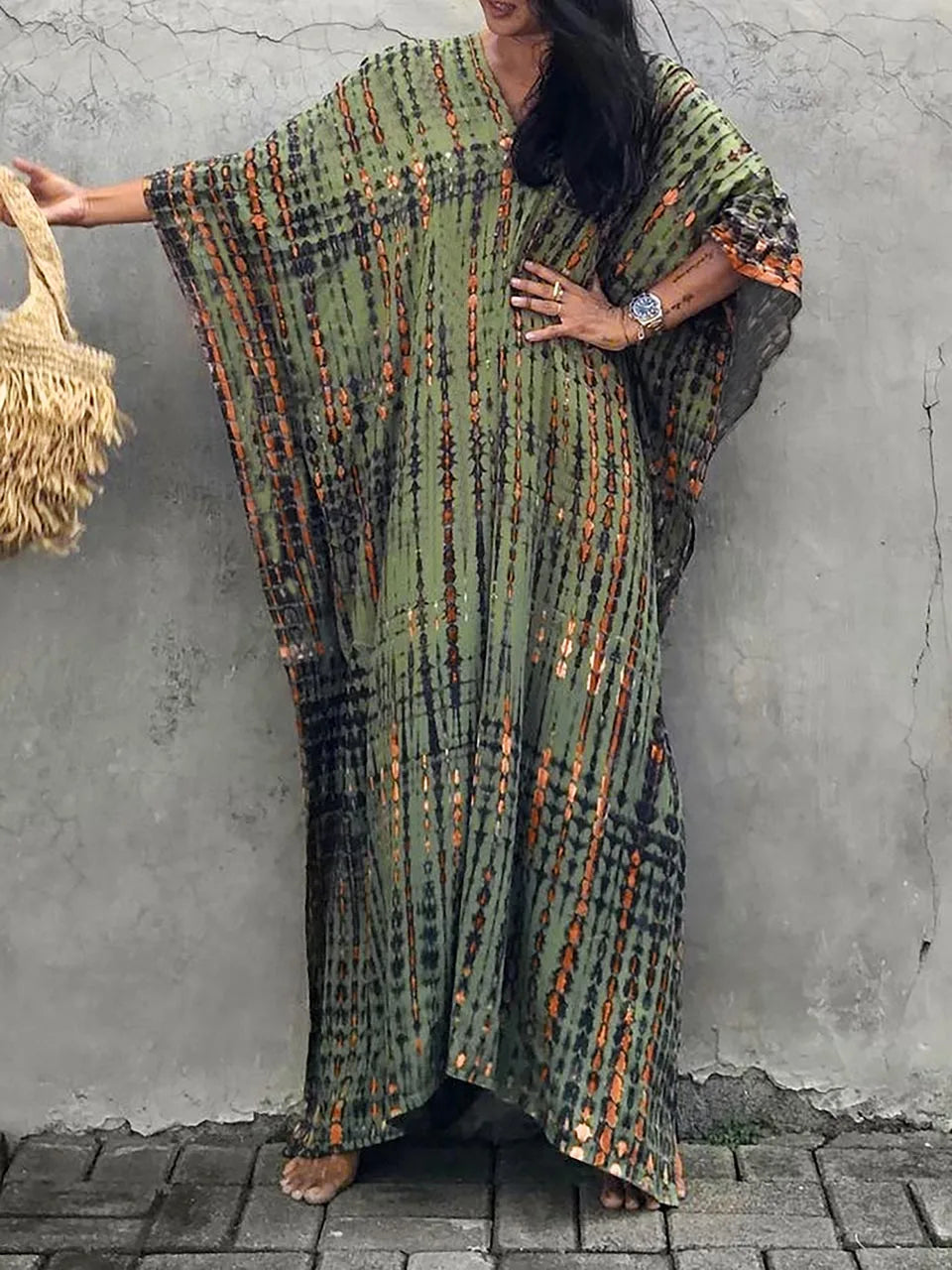 Vestido Caftán Mujer Largo Verano Suelto