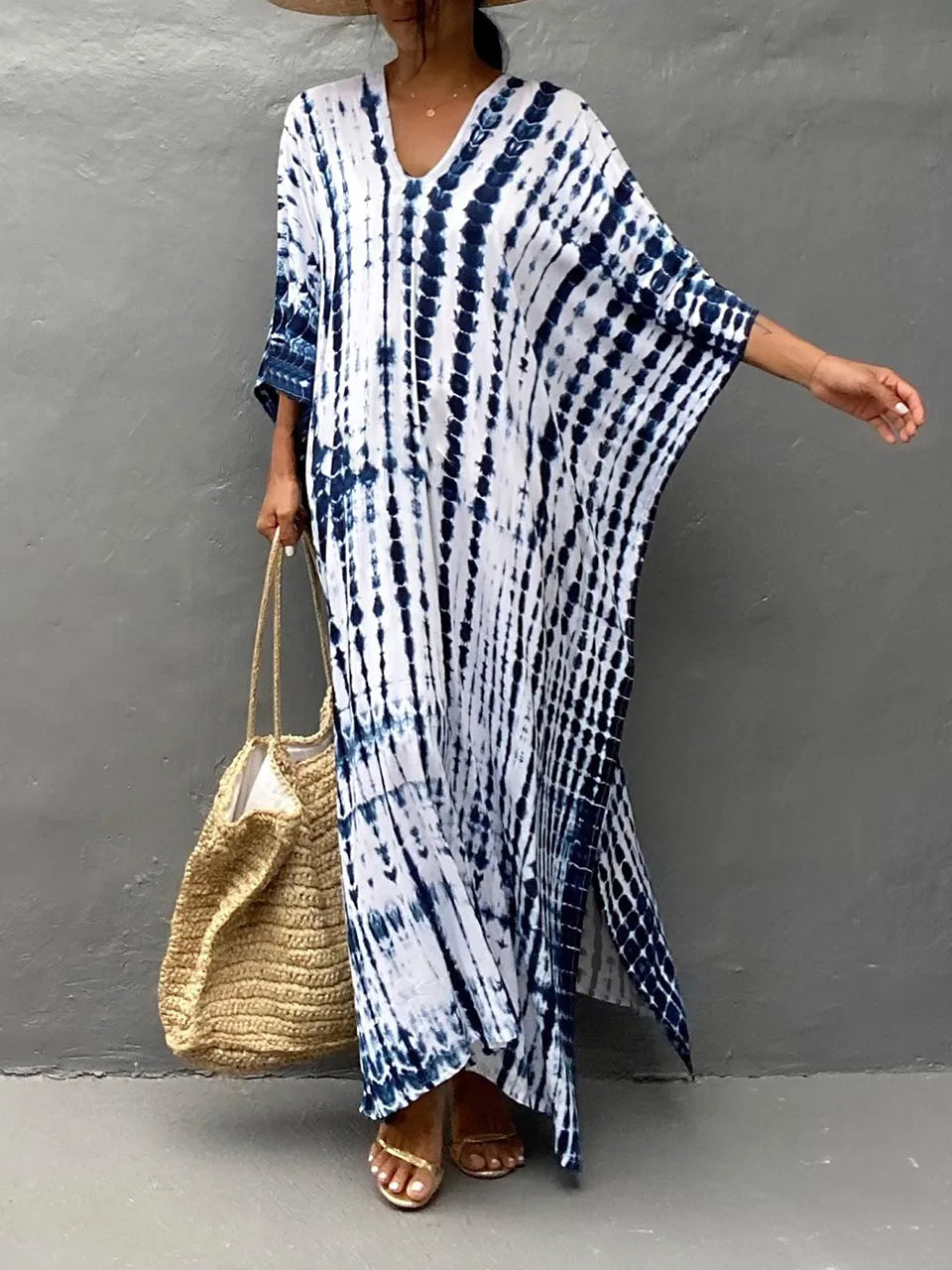 Vestido Caftán Mujer Largo Verano Suelto