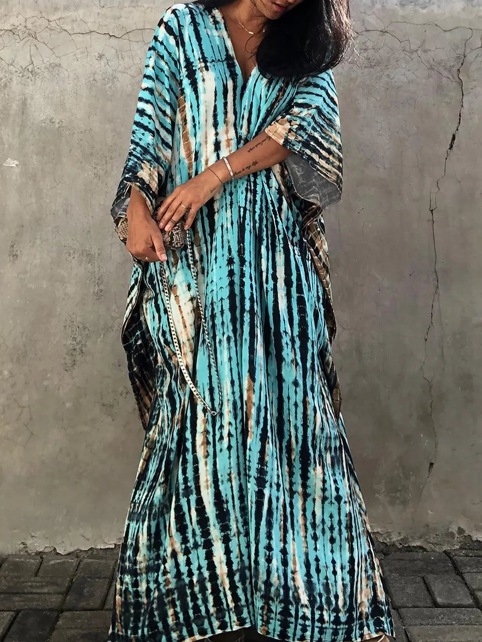 Vestido Caftán Mujer Largo Verano Suelto