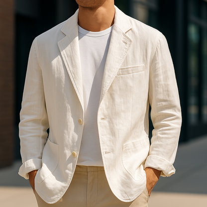 Blazer Hombre Corte Entallado Bolsillos Delanteros Transpirable