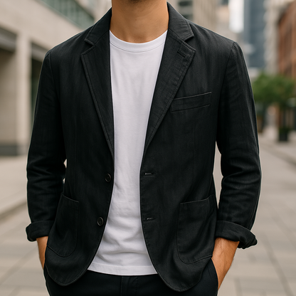 Blazer Hombre Corte Entallado Bolsillos Delanteros Transpirable